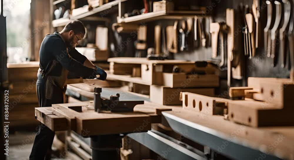Carpenter working in the workshop. Carpenter working in the workshop.