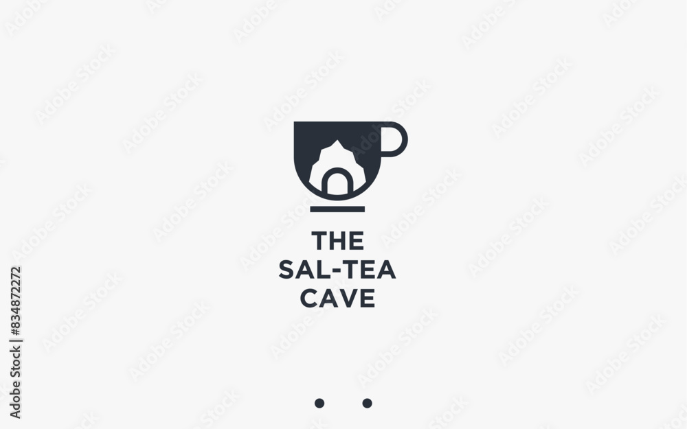Obraz premium coffee with cave logo design vector silhouette illustration