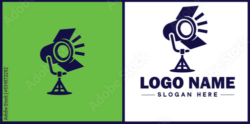 studio light icon Photography light Studio lamp Lighting fixture flat logo sign symbol editable vector