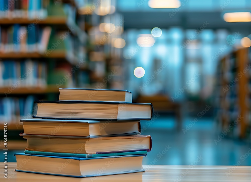 A stack of books sat on the table in front A stack of books sat on the table in front