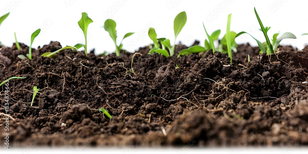 Fototapeta premium White background with isolated soil pile. Concept Photography, Studio Setup, Minimalist Aesthetic