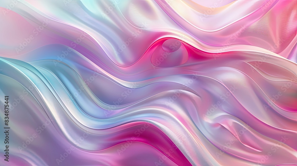 Fototapeta premium Abstract holographic iridescent neon liquid metal texture background. Colorful abstract gleaming fluid material..