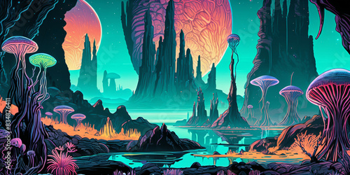 Alien fantasy landscape. Di...