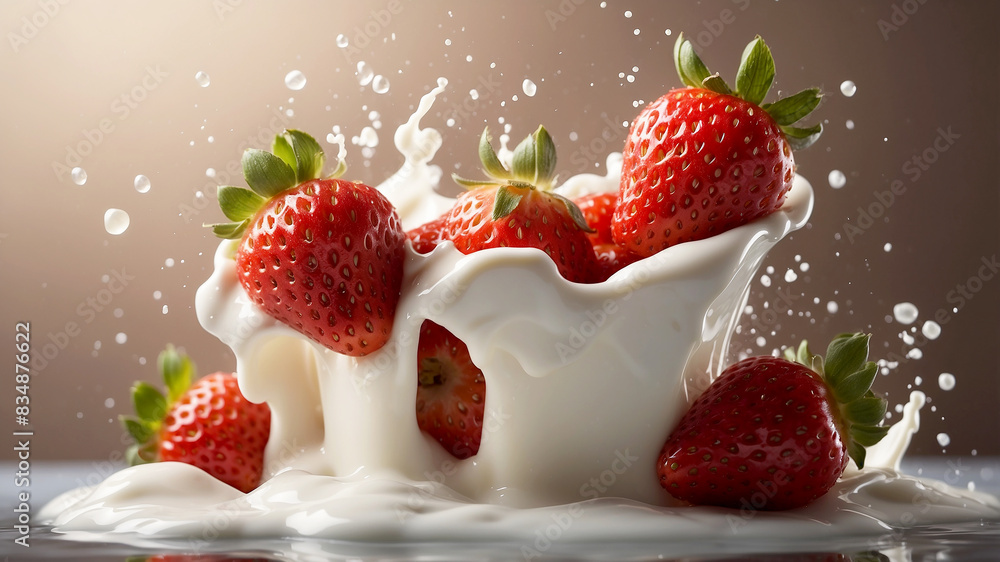strawberries splashing into milk strawberries splashing into milk