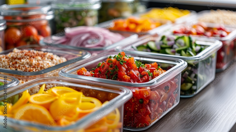 process of preparing multiple meals, variety of ingredients to cook process of preparing multiple meals, variety of ingredients to cook