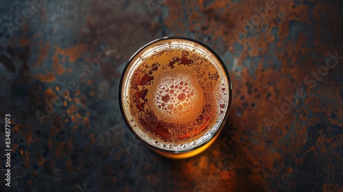glass of beer photographed from above