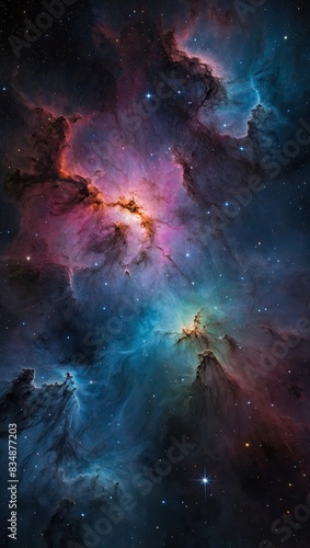 Multicolored painted nebula