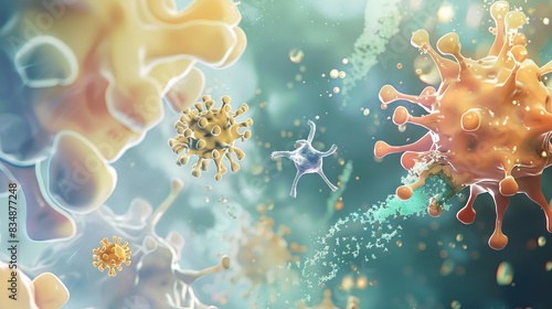 illustration depicting the immune systems response to virus