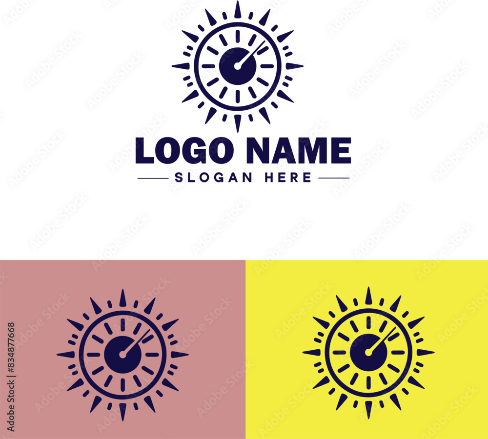 Fototapeta premium sun clock icon Sundial Solar timepiece Solar clock flat logo sign symbol editable vector