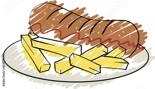 The sausage and potatoes