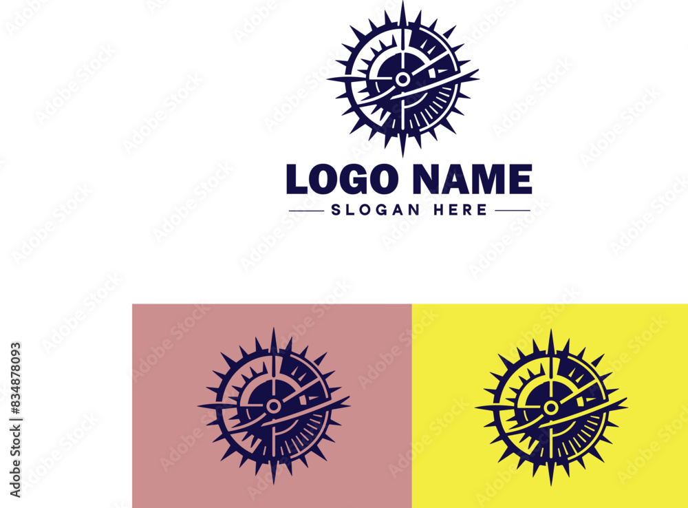 Fototapeta premium sun clock icon Sundial Solar timepiece Solar clock flat logo sign symbol editable vector