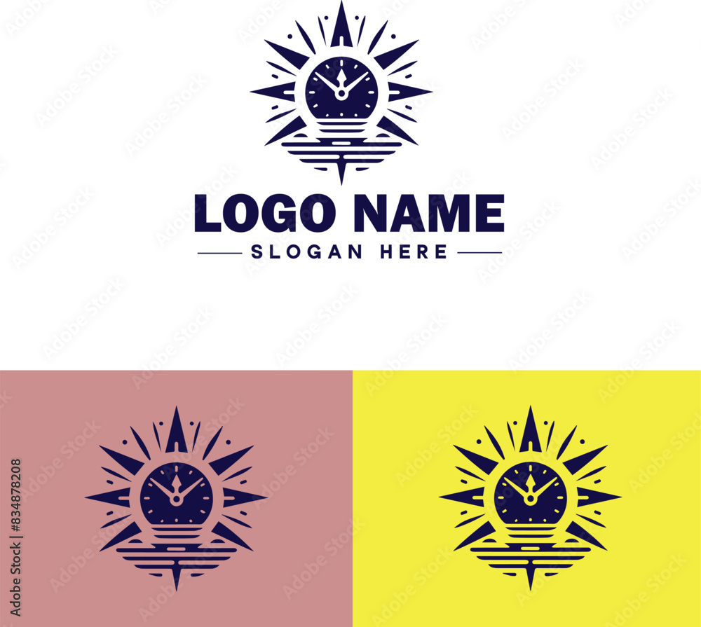 sun clock icon Sundial Solar timepiece Solar clock flat logo sign symbol editable vector sun clock icon Sundial Solar timepiece Solar clock flat logo sign symbol editable vector