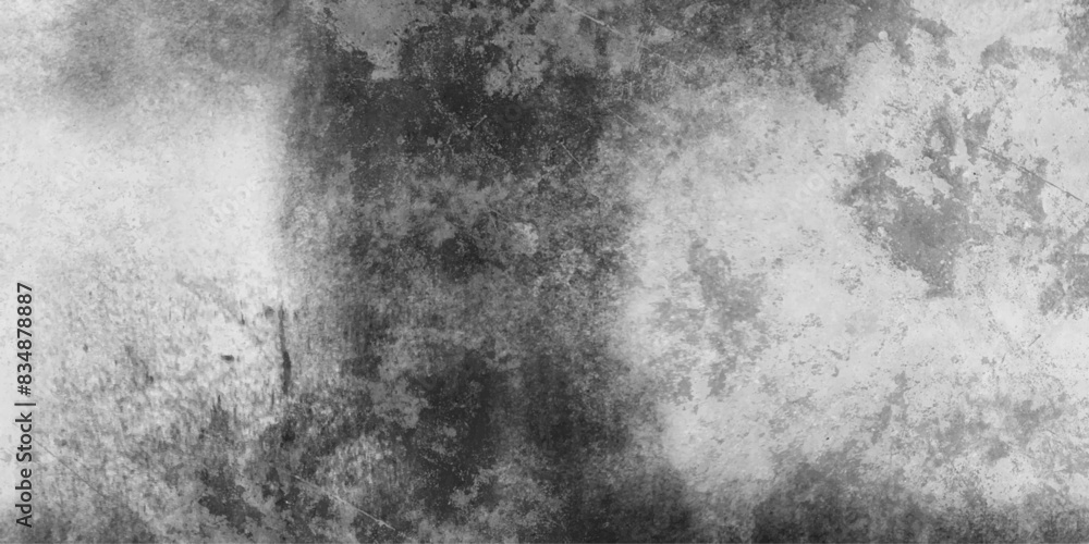 Fototapeta premium Black and white abstract grunge old concrete wall texture stain isolated overlay decorative vintage background.