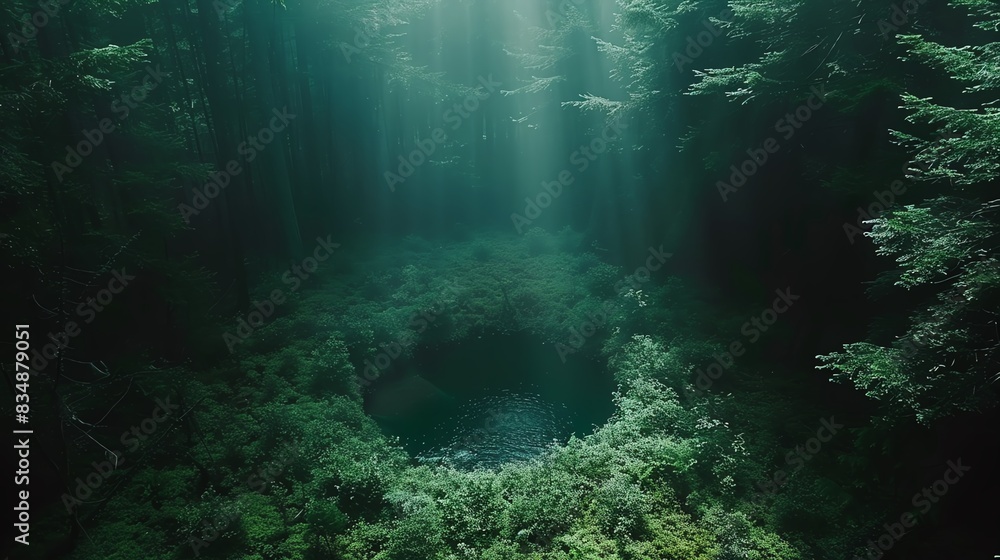 Aerial view of a magical waterfall cascading into a glowing blue lagoon, surrounded by vibrant tropical foliage. Aerial view of a magical waterfall cascading into a glowing blue lagoon, surrounded by vibrant tropical foliage.