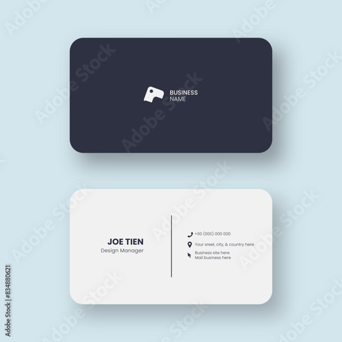 Name card simple design template with two sides rounded horizontal orientation for business