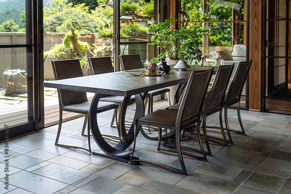 Fototapeta premium Chairs, table, vase