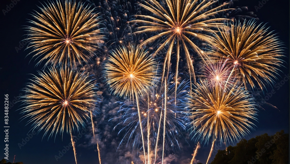 Naklejka premium Bright festive fireworks