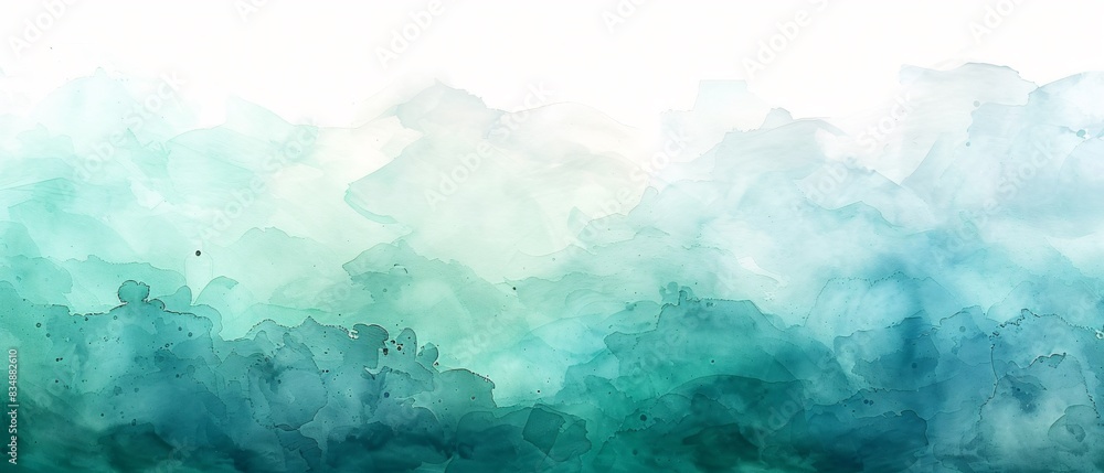 Blue green watercolor background white sky Blue green watercolor background white sky