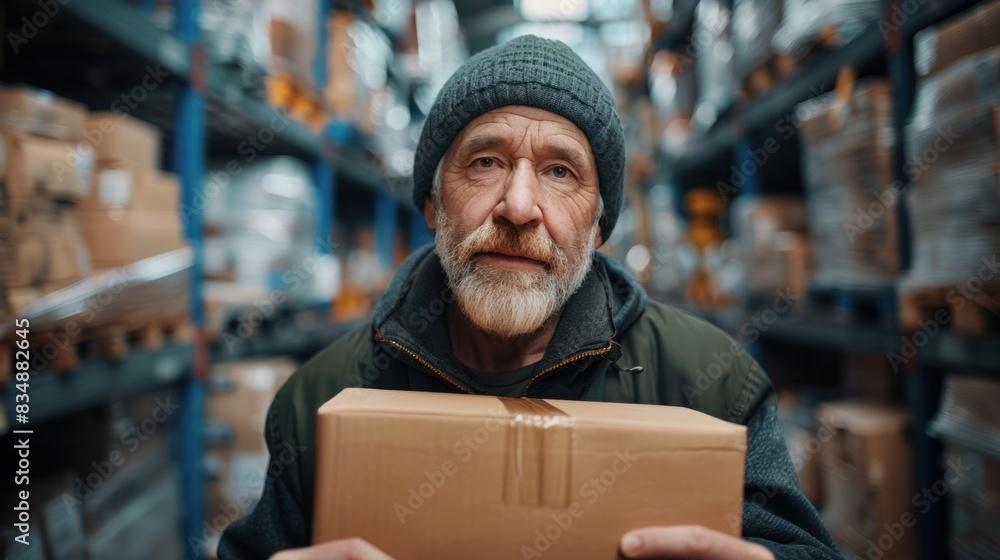 An order fulfillment center's logistics officer prepares online orders for delivery using scotch tape in a distribution warehouse. An order fulfillment center's logistics officer prepares online orders for delivery using scotch tape in a distribution warehouse.