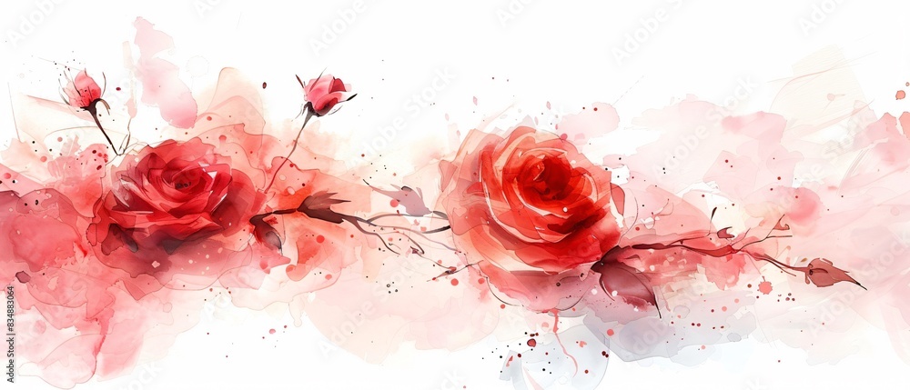 Painted roses on white background Painted roses on white background