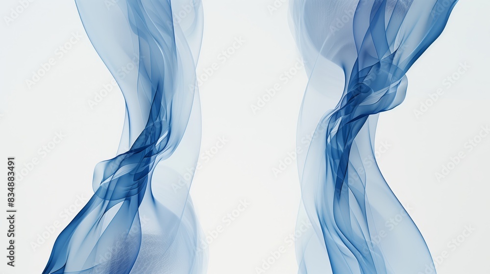 A minimalist design of blue waves, gracefully curved and smooth, on a white background. A minimalist design of blue waves, gracefully curved and smooth, on a white background.