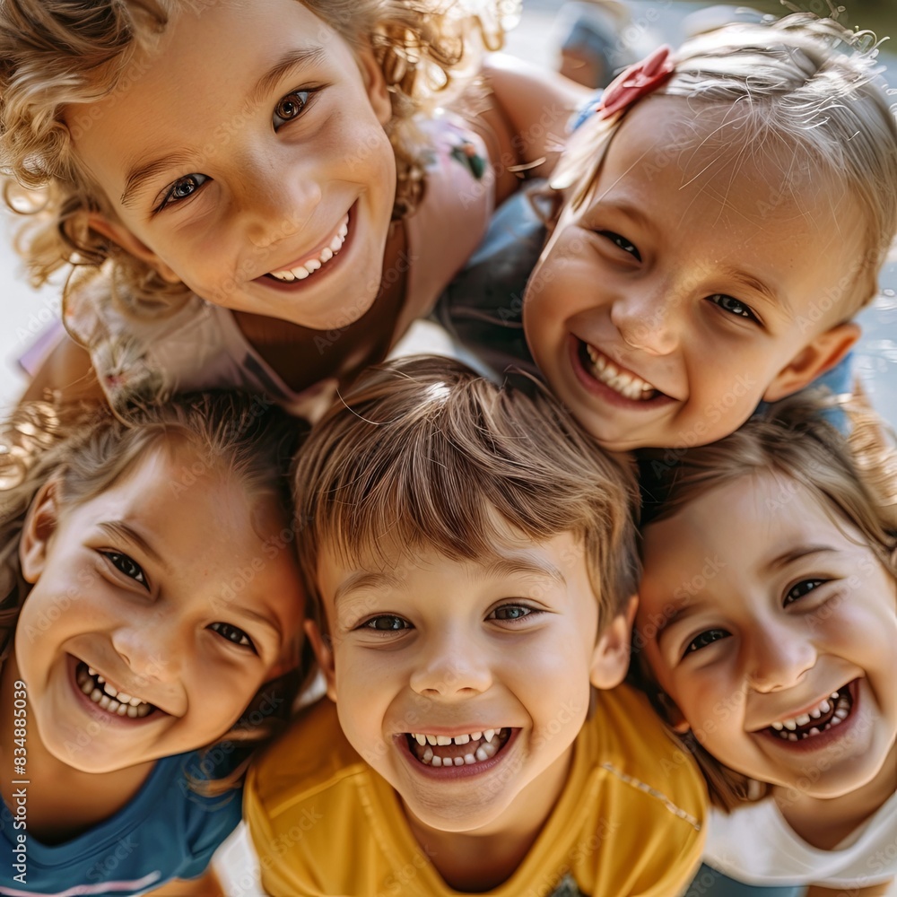 Diverse Group of Children Smiling Together Outdoors Diverse Group of Children Smiling Together Outdoors