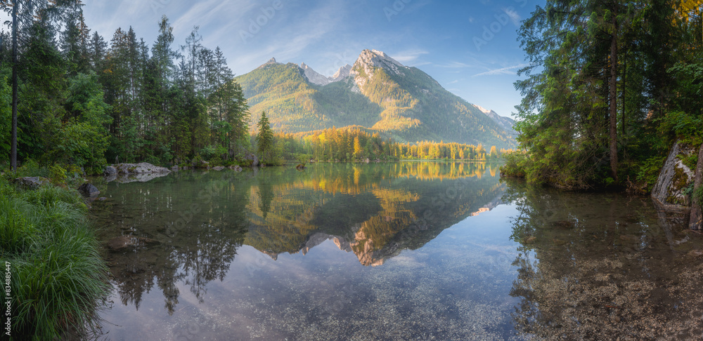 Naklejka premium View of Hintersee lake in Berchtesgaden National Park Bavarian Alps, Germany