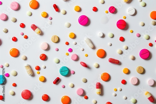 Rainbow Medication Mix: Close Shot on White Background