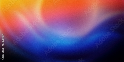 Abstract gradient background featuring a warm and vibrant blend of hues, including oranges, reds, pinks, purples, blues. The gradient showcases smooth, fluid transitions, dynamic atmosphere