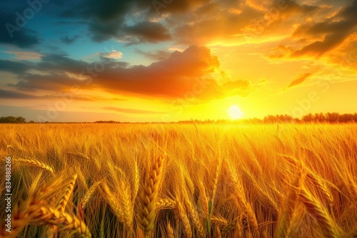 Vibrant Wheat Field in Evening Light