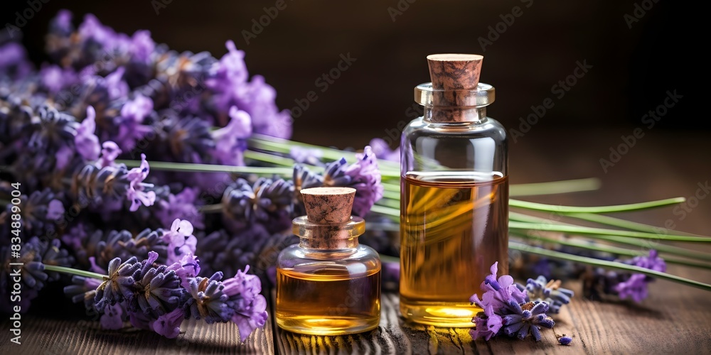Lavender flowers and essential oils on rustic wooden backdrop with natural light. Concept Lavender Flowers, Essential Oils, Rustic Wooden Backdrop, Natural Light Lavender flowers and essential oils on rustic wooden backdrop with natural light. Concept Lavender Flowers, Essential Oils, Rustic Wooden Backdrop, Natural Light