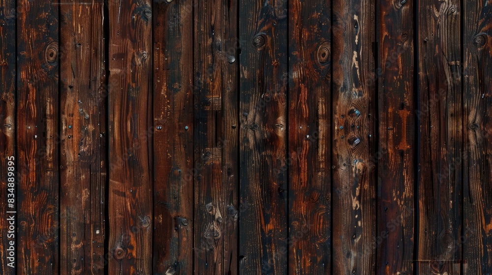 Fototapeta premium a wooden wall background with the texture of natural wood planks, evoking retro and vintage charm, suitable for interior design or wallpaper purposes. SEAMLESS PATTERN