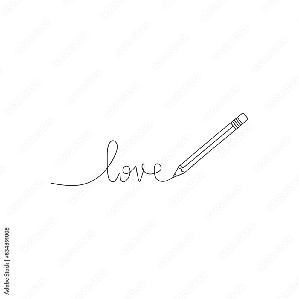 simple illustration of pencil that writing love word simple illustration of pencil that writing love word