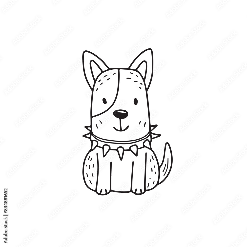 Fototapeta premium funny dog with spike collar doodle