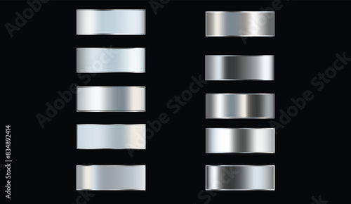 Set of Silver foil texture background. Realistic silver, gradient mesh. High resolution	
