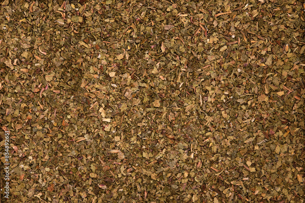 Overhead view of dried cut cistus herb, also known as rock rose herb Overhead view of dried cut cistus herb, also known as rock rose herb