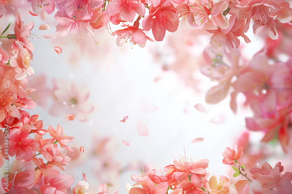 Fototapeta premium Pink cherry blossoms with a sakura flower background