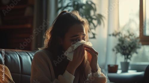 Allergy Relief: Woman Clears Nasal Passage photo