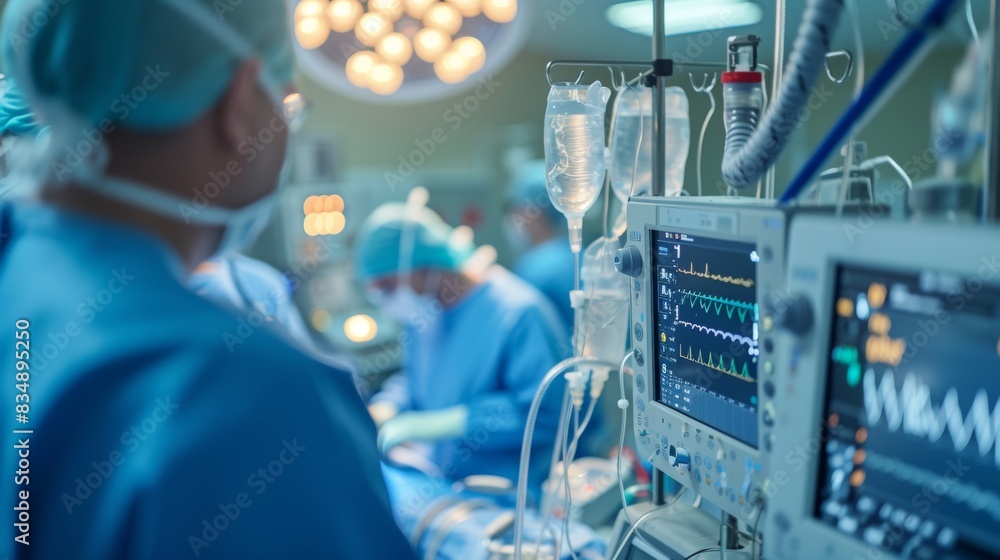 Doctors working in a surgery operation in hospital patient room. Doctors working in a surgery operation in hospital patient room.