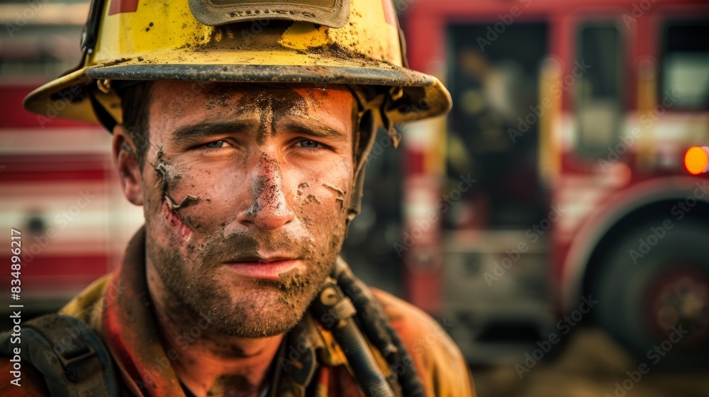 Closeup portrait of a male firefighter Closeup portrait of a male firefighter
