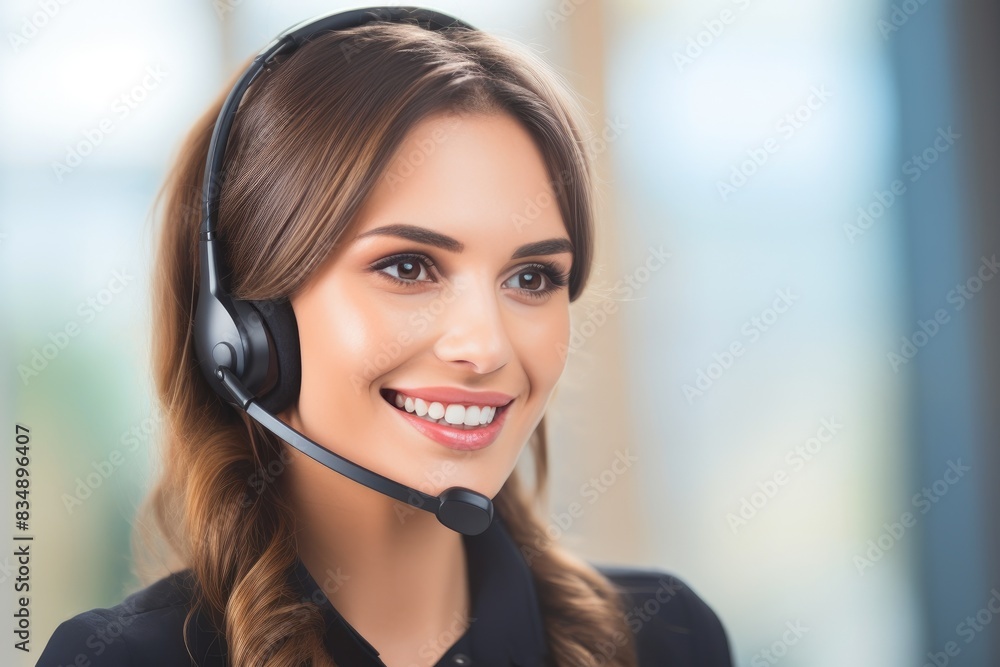 Happy Call Center Operator Assisting Clients Happy Call Center Operator Assisting Clients