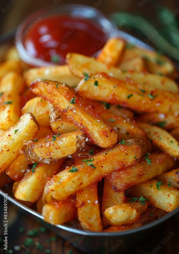 French Fries - Crispy French fries with a side of ketchup. French Fries - Crispy French fries with a side of ketchup.