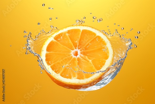 water splash with orange slice