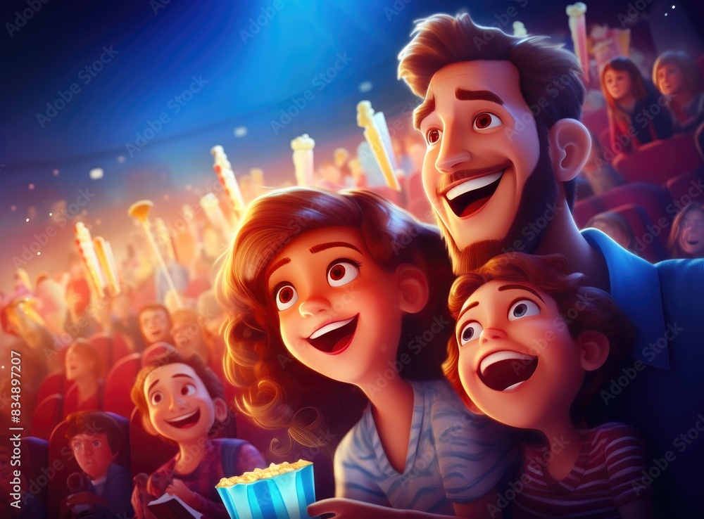 Cheerful Family Night at the Movies Cheerful Family Night at the Movies
