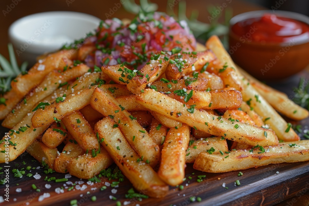 French Fries - Crispy French fries with a side of ketchup. French Fries - Crispy French fries with a side of ketchup.