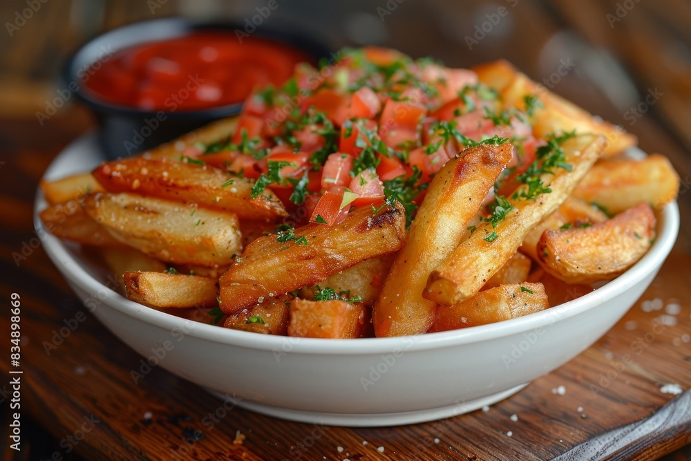 French Fries - Crispy French fries with a side of ketchup. French Fries - Crispy French fries with a side of ketchup.