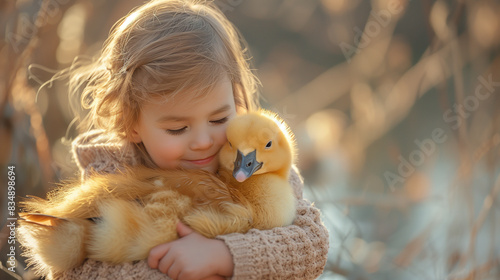 little girl with a goose