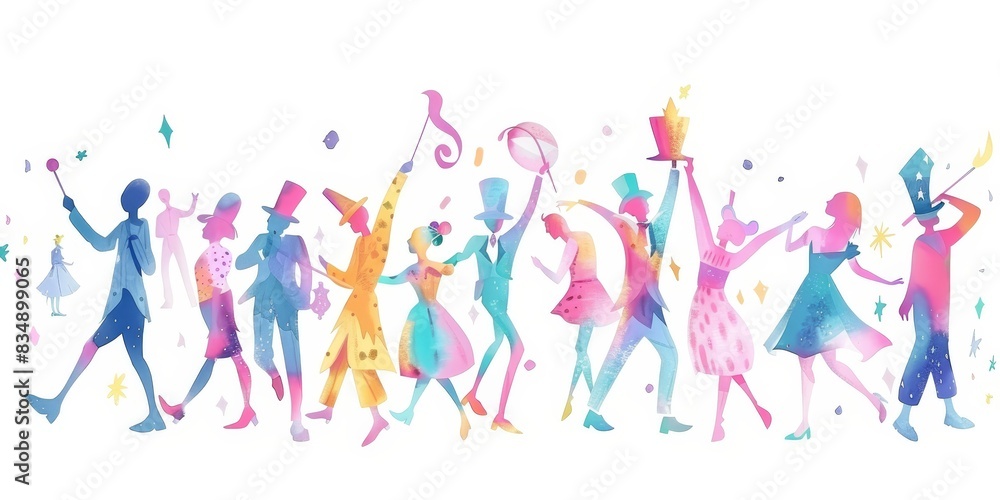 Crowd of abstract watercolor people having fun at the party. Crowd of abstract watercolor people having fun at the party.