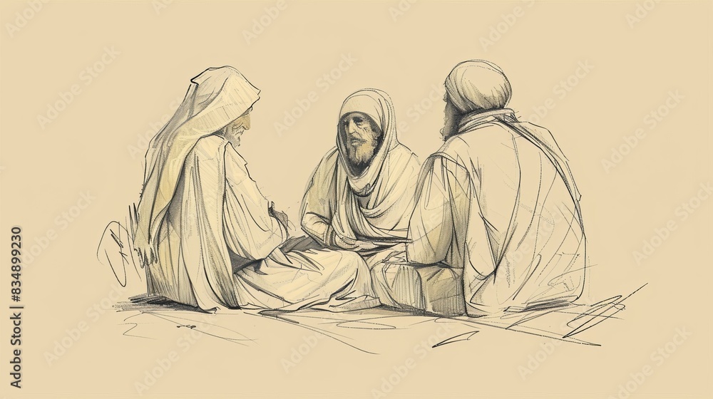 Fototapeta premium Submission to God: James 4 Biblical Illustration Highlighting Resist Devil, Humility on Beige Background with Copyspace