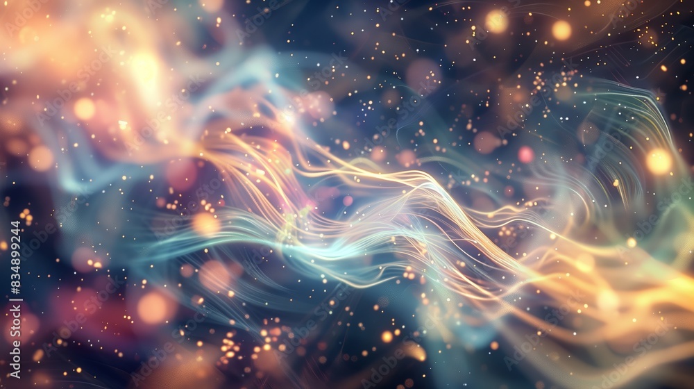 Mystical lights and flowing energies highlight nature's restorative power in a serene, ethereal portrayal.